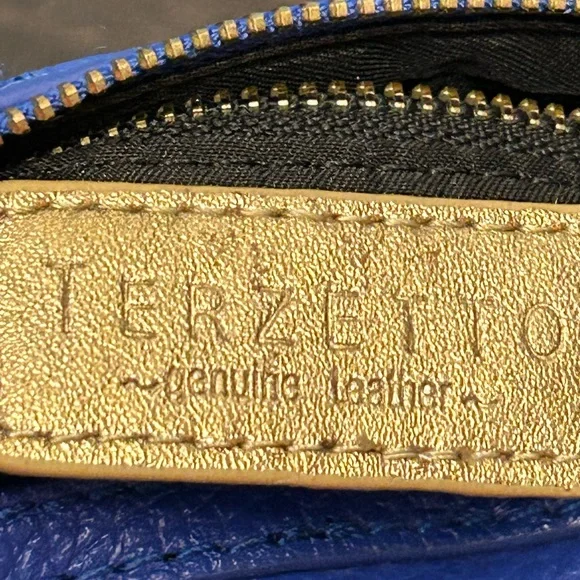 Terzetto Genuine Leather Mini Handbag w/Blue Cup Keychain Approx. 5.5 x 5 x 2 - Picture 9 of 14